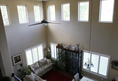 two story living space with clerestory windows