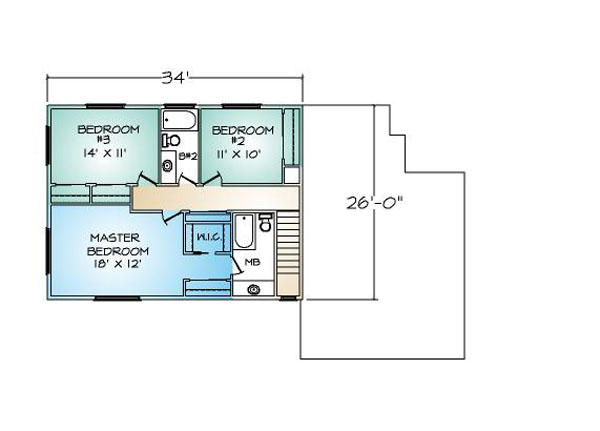 PMHI Woodbridge second floor plan with 3 bedrooms