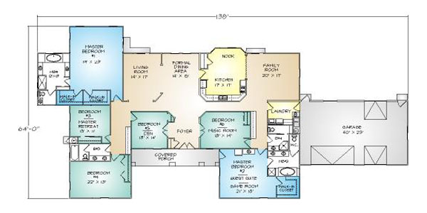 PMHI Phoenix home floor plan with 6 bedrooms and 3+ car garage and open floor plan