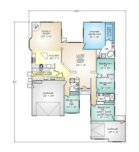 PMHI  Silverton floor plan with 5 bedrooms and large open space design